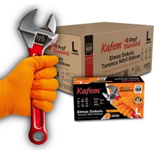 Kafem Prof Dia Ekstra Kalın Turuncu Nitril Eldiven Elmas Dokulu L 50 Adet x 20 Paket - Koli