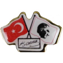 Vatan Rozet İkili Bayraklı Atalı İmza VT627