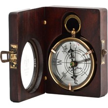 Özbience Şık Pirinç Ahşap Kutulu Desenli Pusula, Doğru Yolu Gösteren Yol Arkadaşı