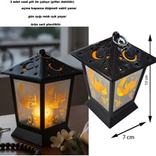 Pandoli 13X7 cm Siyah Renk Mika Malzeme Ramazan Kandili Gün Işığı LED Fener 1 Adet
