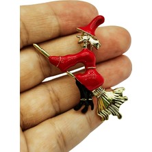 BB Bi Butik Shop Cadı Figürlü Süpürgeli Tasarım Broş