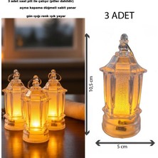 Pandoli Ramazan Şeffaf Buzlu Cam Görünüm Kandil Şeklinde LED Gün Işığı Renkli Plastik Pilli Mum 3 Adet