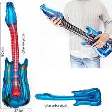 Pandoli Retro Disco Gitar Şekilli Folyo Balon Mavi Renk 80X27 cm 1 Adet