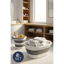 Vienev 38 L Katlanır Sepet + 12 L Katlanır Kova Antrasit | Yer Kaplamayan Akordiyon Tasarım