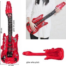 Pandoli Retro Disco Gitar Şekilli Folyo Balon Kırmızı Renk 80X27 cm 1 Adet