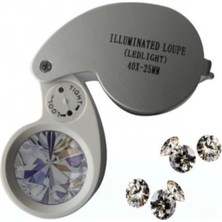 Özbience Mini 40X25MM Elmas ve Madeni Kontrol Büyüteç, Cep Büyüteç