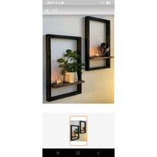 Woodenova 2'li Ahşap Çerçeveli Duvar Rafı
