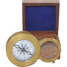 Özbience Ahşap Kutuda Pirinç Mercekli Pusula, Doğa Severler Için Şık ve Dayanıklı