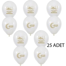 Pandoli Hoş Geldin Ya Şehr-I Ramazan 11 Ayın Sultanı Yazılı Latex Balon 25 Adet Beyaz Renk