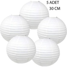 Pandoli Çin Feneri Asma Süs Beyaz Renk 5 Adet 30 cm Hallow Gösteri Yılbaşı
