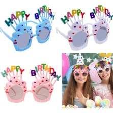 Pandoli Happy Birthday Krema Gözlük Pembe Beyaz Mavi Renk Çocuk Yetişkin Uyumlu 3 Adet Hawai Retro
