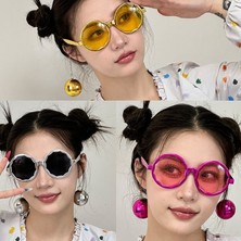 Pandoli Retro Sallanan Disko Topları Gözlük Pembe Gümüş Altın Renk 2 Adet Hallow Bride Hawaian Yılbaşı