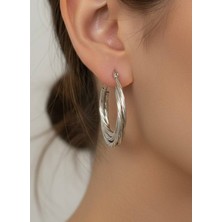 Nurora Gümüş Çoklu Dizi Çelik Halka Küpe