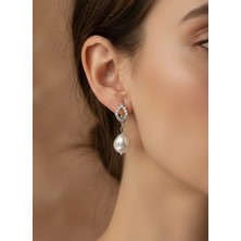 Nurora Gümüş Zirkon Inci Sallantılı Çelik Küpe