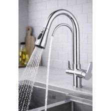 HT Prima Spiralli Arıtmalı Üç Yollu Modern Tasarım Mutfak Eviye Bataryası