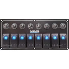 Özbience 8 Anahtar Otomatik Sigortalı Tekne Kontrol Paneli, Mavi Işık