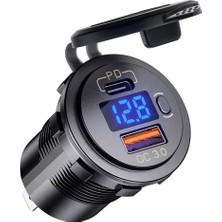 Özbience Marin Voltmetreli USB Type-C Soketli Hızlı Şarjlı Pano Taşınabilir