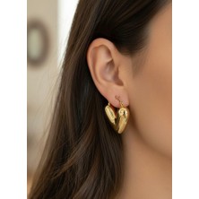 Nurora Altın V Kalpli Çelik Küpe