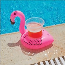 Özbience Pembe Flamingo Şişme Bardak Tutucu, Havuz ve Deniz Için Eğlenceli Tasarım