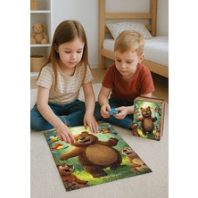 70 Parça Orman Hayvanları Puzzle Eğitici Çocuk Yapbozu Ayı Temalı Zeka Oyunu
