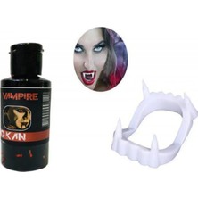 Wintoup Parti Halloween Tiyatro Fotoğraf Çekimi Çift Damak Gerçekçi Korkutucu Takma Vampir Dişi + Oyun Kanı