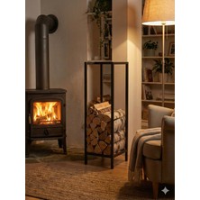 Demir Şömine Metal Odunluk 100 cm Uzun Şık Profil  Soba ve Şömine Odunluğu