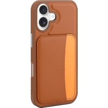 Lopard iPhone 16 ile Uyumlu Kılıf Kartlıklı X-Kart Yumuşak Silikon Kapak Lacivert Turuncu Renkler