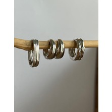 Nurora Gümüş 3'lü Çelik Halka Küpe Seti