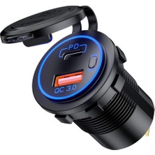 Özbience Marine Pano Tip Ikili USB 3.0 ve Type C Soketli Hızlı Şarj Edici
