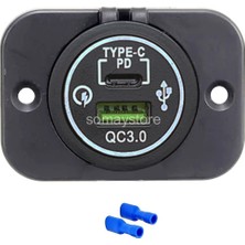 Özbience Mavi Işıklı USB 3.0 Type-C Pano, 12-24V Güç Kaynağı, Şık ve Dayanıklı