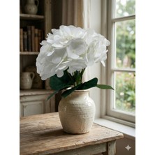 Siyah Lale Ortanca Hydrangea Beyaz Renk Yapay Çiçek 1 Demet 47 cm