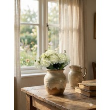 Siyah Lale Kasımpatı, Chrysanthemum, Pompom Krem, Kırık Beyaz Renk Yapay Çiçek 1 Demet 30CM