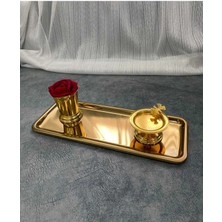 PremiumPort 6'lı Lüks Titanyum Kaplama Baton Nişan Çay Sunum ve Dekoratif Tepsi