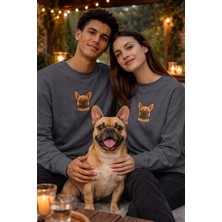 Muhtar Store French Bulldog Köpek Desenli Sevgili Sweatshirt – Unisex Çift Kombini