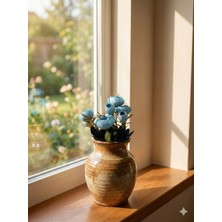 Siyah Lale Şakayık Peony Mavi-Koyu Mavi Tonları Renk Yapay Çiçek 1 Demet 30 cm