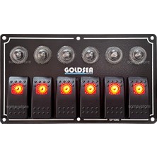 Özbience 6 Anahtar Tekne Kontrol Paneli, Otomatik Sigortalı, 12/24V, Kırmızı Işık