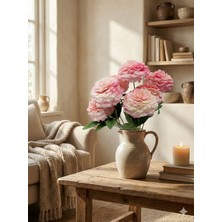 Siyah Lale Şakayık Peony Krem-Pembe Geçişli Yapay Çiçek 1 Demet 42 cm