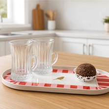 PremiumPort Kuşlu Mini Kahve Sunum Tepsisi 30X12 Cm, Şık ve Dayanıklı Plastik Tasarım