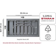 PremiumPort 84X49 cm Gri Plastik Çekmece Içi Düzenleyici Organizer S-2290