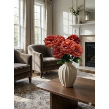 Siyah Lale Şakayık Peony Kiremit, Terrakota (Terracotta), Yanık Turuncu Renk Yapay Çiçek 1 Demet 42 cm