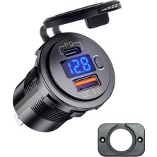 Özbience Çerçeveli Marin Voltmetreli USB Type-C Soketli 12-24V Panel Ürünü