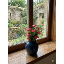 Siyah Lale Mini Papatya Daisy Fuşya Koyu Pembe Yapay Çiçek 1 Demet 36CM