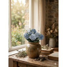 Siyah Lale Kasımpatı, Chrysanthemum, Tozlu Mavi Dusty Blue Veya Duman Mavisi Renk Yapay Çiçek 1 Demet 30CM