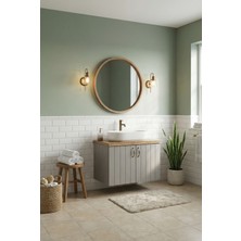 Banyo Dolabı-Asma 2 Kapaklı-Lavabosuz-Ahşap-Mat Vizon-Mdf 60 Cm-Aynalı