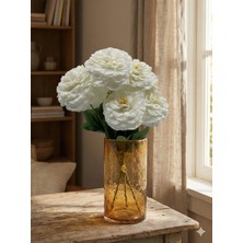 Siyah Lale Şakayık Peony Beyaz Yapay Çiçek 1 Demet 42 cm