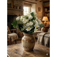 Siyah Lale Gül Demeti Şakayık Beyaz Renk Yapay Çiçek 43 cm