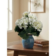 Siyah Lale Sardunya Pelargonium Kırık Beyaz-Krem Renk Yapay Çiçek 1 Demet 43 cm