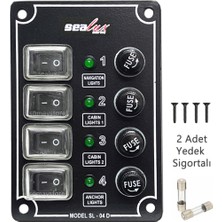 Özbience Dikey Tekne Switch Paneli, 4 Anahtar, Sealux, 80X120MM