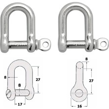 Özbience Paslanmaz Krom Tekne Zincir Kilidi, 8mm, Çift Paket