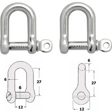 Özbience Paslanmaz Çelik Tekne Zincir Kilidi, 6mm, 2'li Set